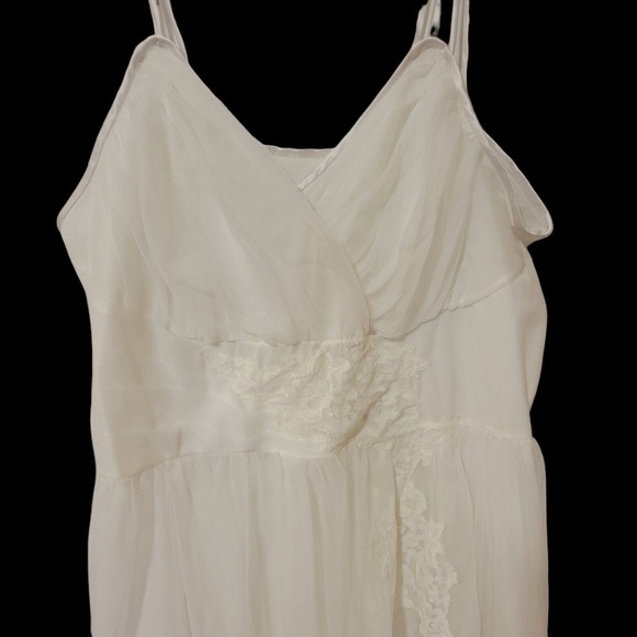 Vintage Bridal Gotham Lingerie Long Nylon Spaghetti Sheer Chiffon Overlay Sz 36 - Picture 3 of 8